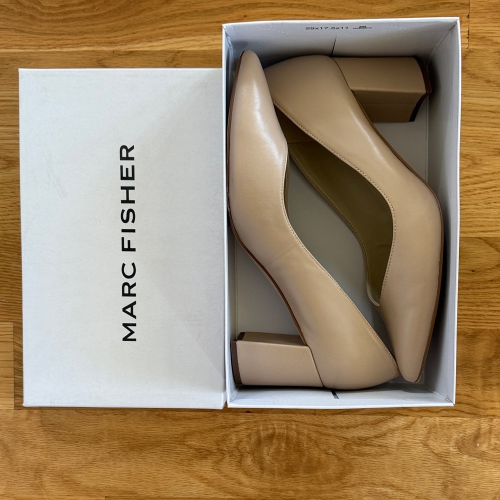 Marc Fisher Women's ‘Caitlin’ Light Natural Leather Block Heel Shoes